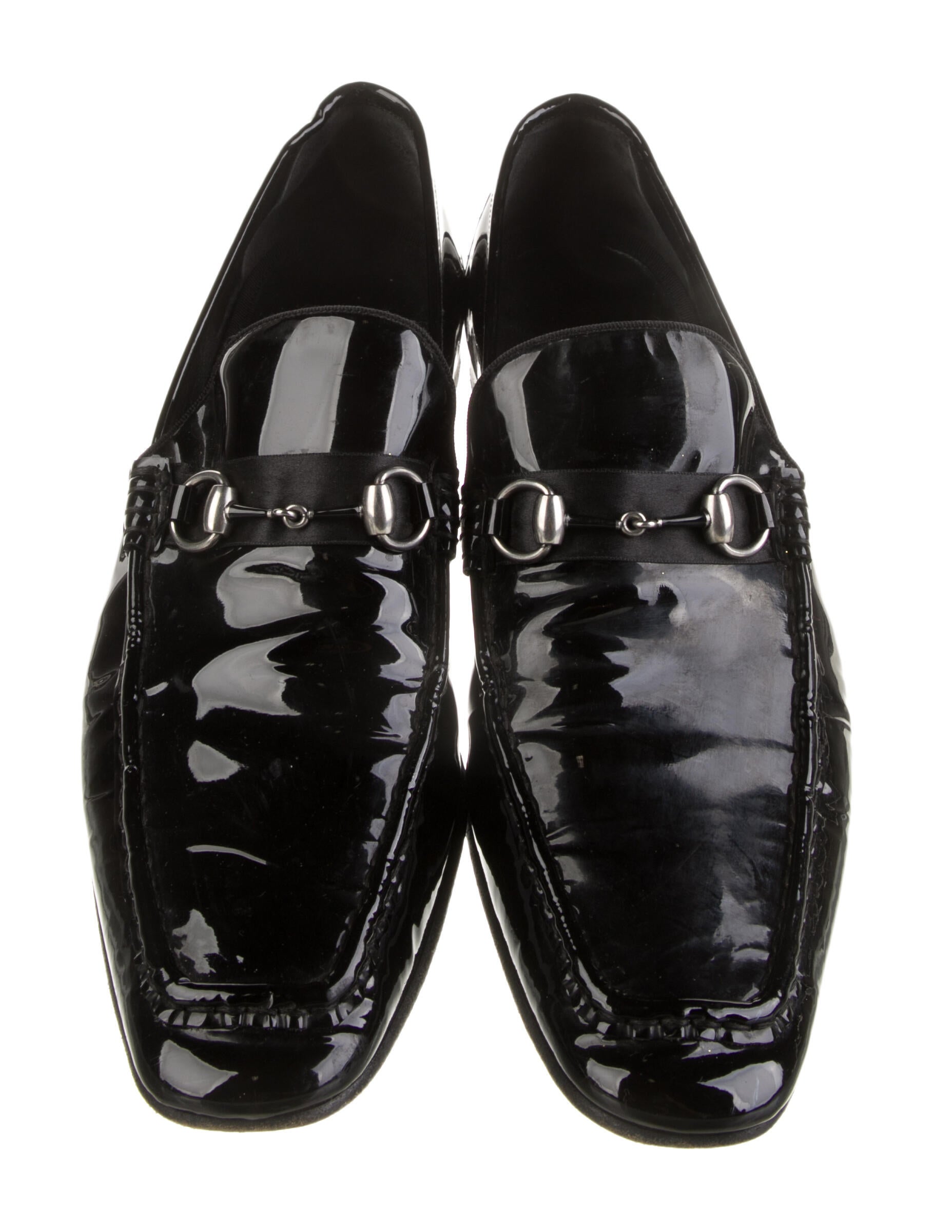 Gucci Horsebit Accent Patent Leather Dress Loafers